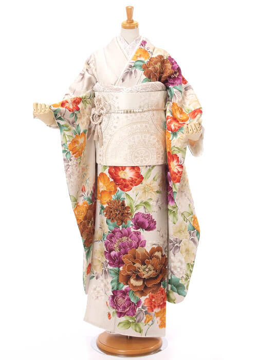 【振袖レンタル】紹介！ベージュくすみ系｜花柄